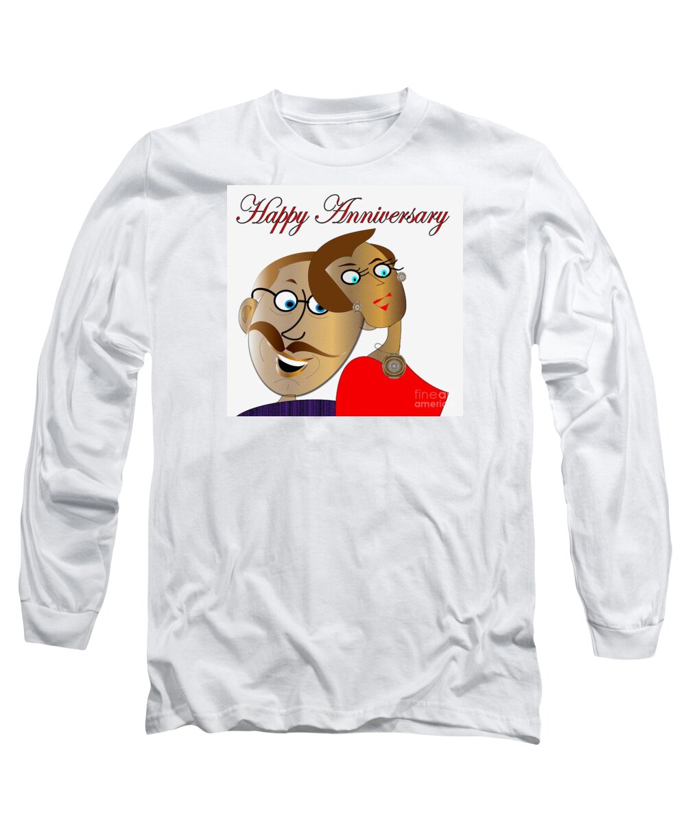 Drawing Long Sleeve T-Shirt featuring the digital art Happy Anniversary by Iris Gelbart