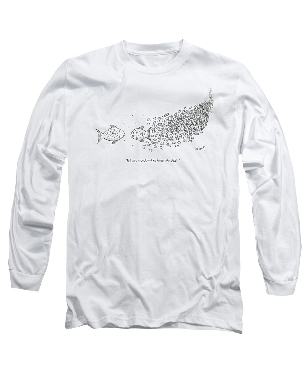 Children Long Sleeve T-Shirt featuring the drawing It's My Weekend To Have The Kids by Tom Cheney