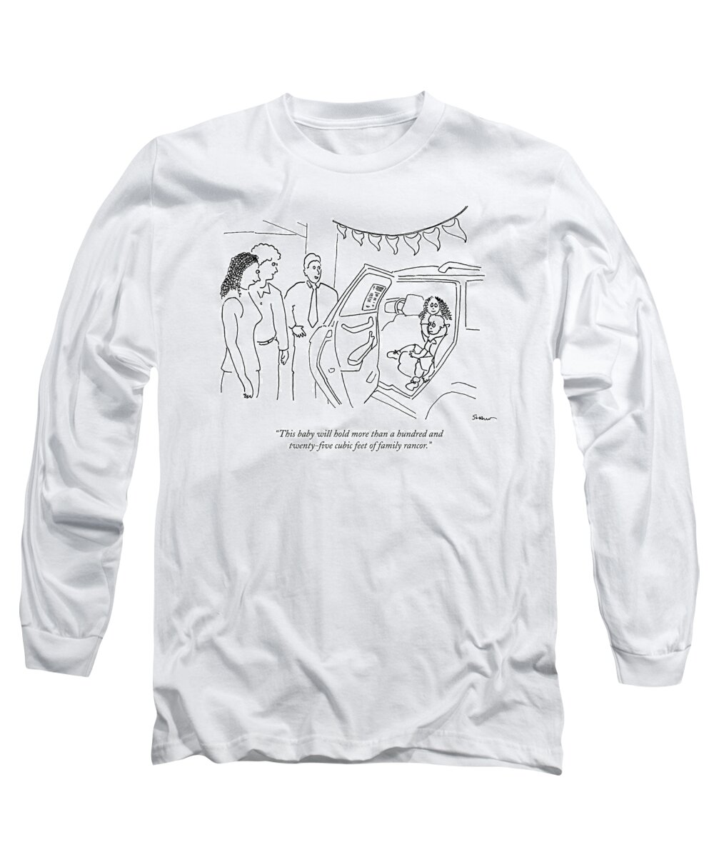 Automobiles - Sales / Showrooms Long Sleeve T-Shirt featuring the drawing This Baby Will Hold More Than A Hundred by Michael Shaw