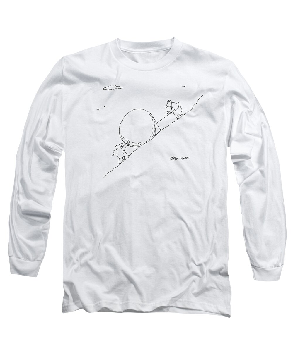 Captionless Long Sleeve T-Shirt featuring the drawing Business Sisyphus by Charles Barsotti