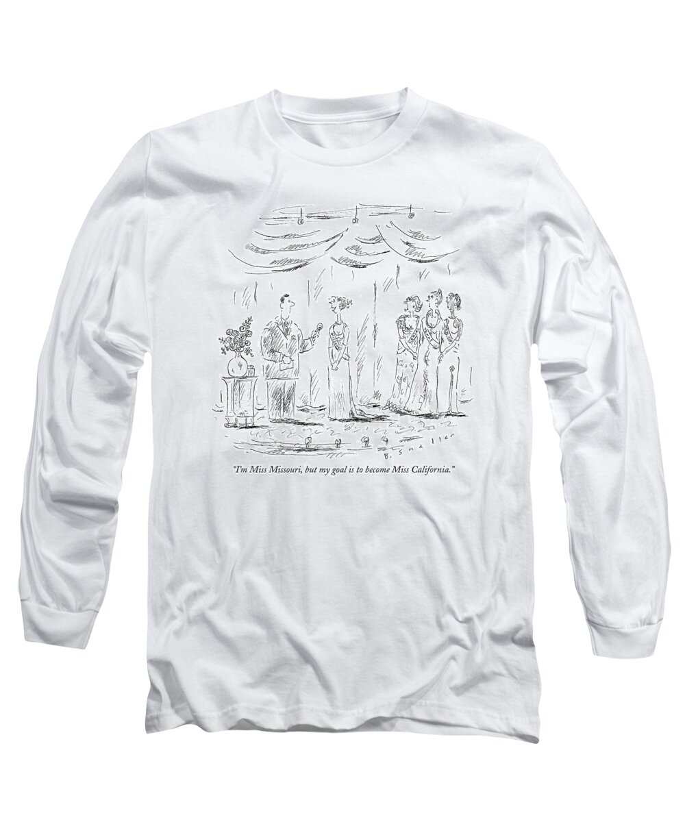 Pageant Long Sleeve T-Shirt featuring the drawing I'm Miss Missouri by Barbara Smaller