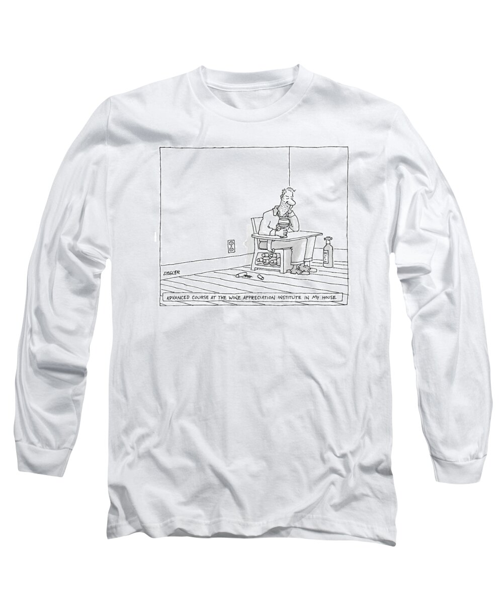 Alcohol Long Sleeve T-Shirt featuring the drawing New Yorker July 2nd, 2007 by Jack Ziegler