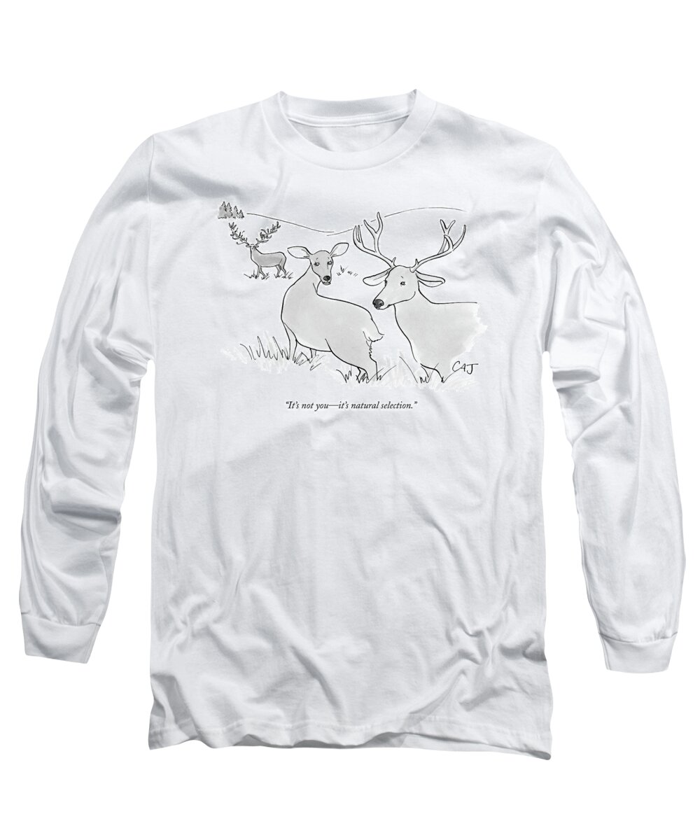 Rejection Long Sleeve T-Shirt featuring the drawing It's Not You - It's Natural Selection by Carolita Johnson
