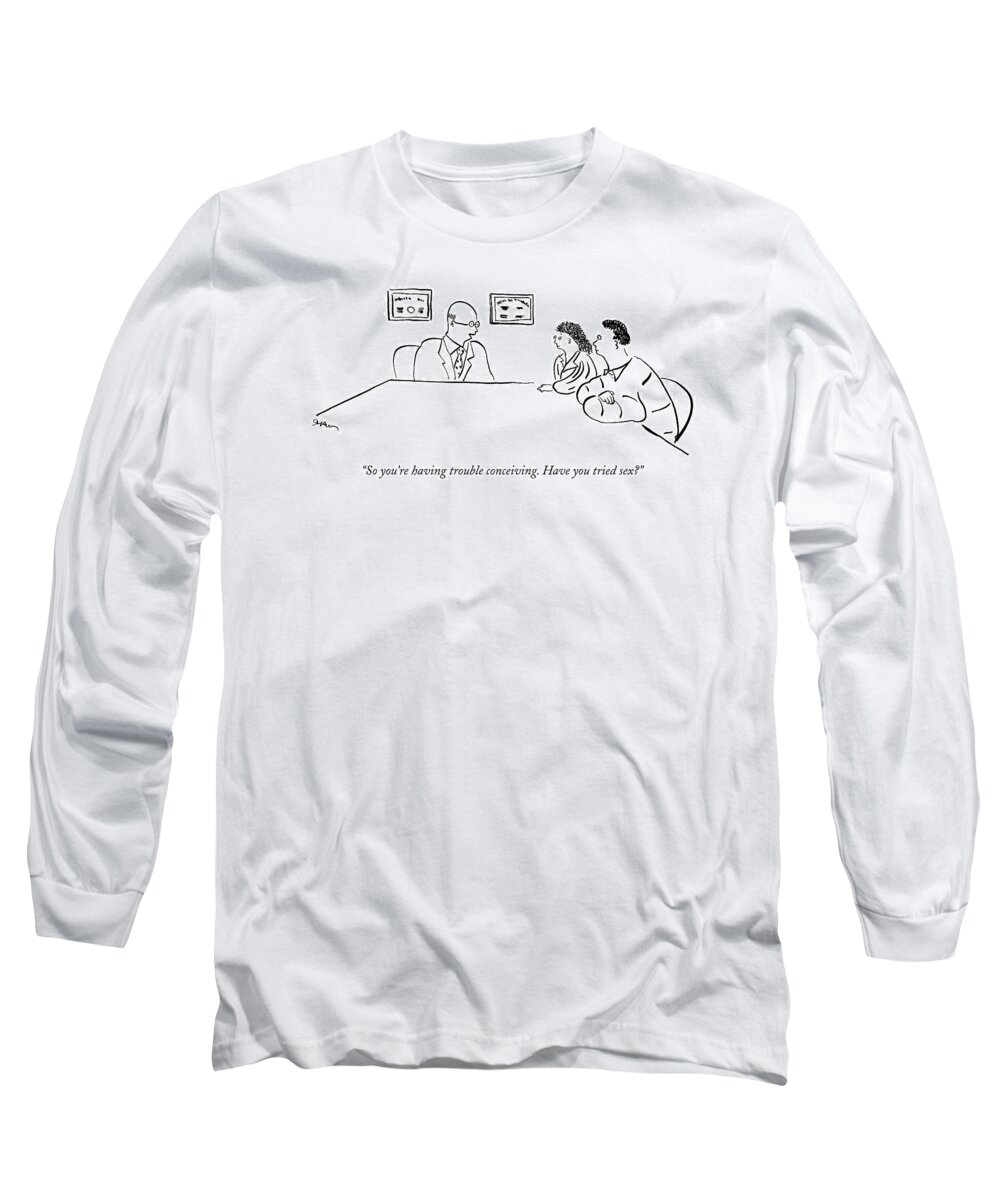 Relationships Incompetents Problems

(a Couple Talking To A Doctor.) 121722 Msh Michael Shaw Long Sleeve T-Shirt featuring the drawing So You're Having Trouble Conceiving by Michael Shaw