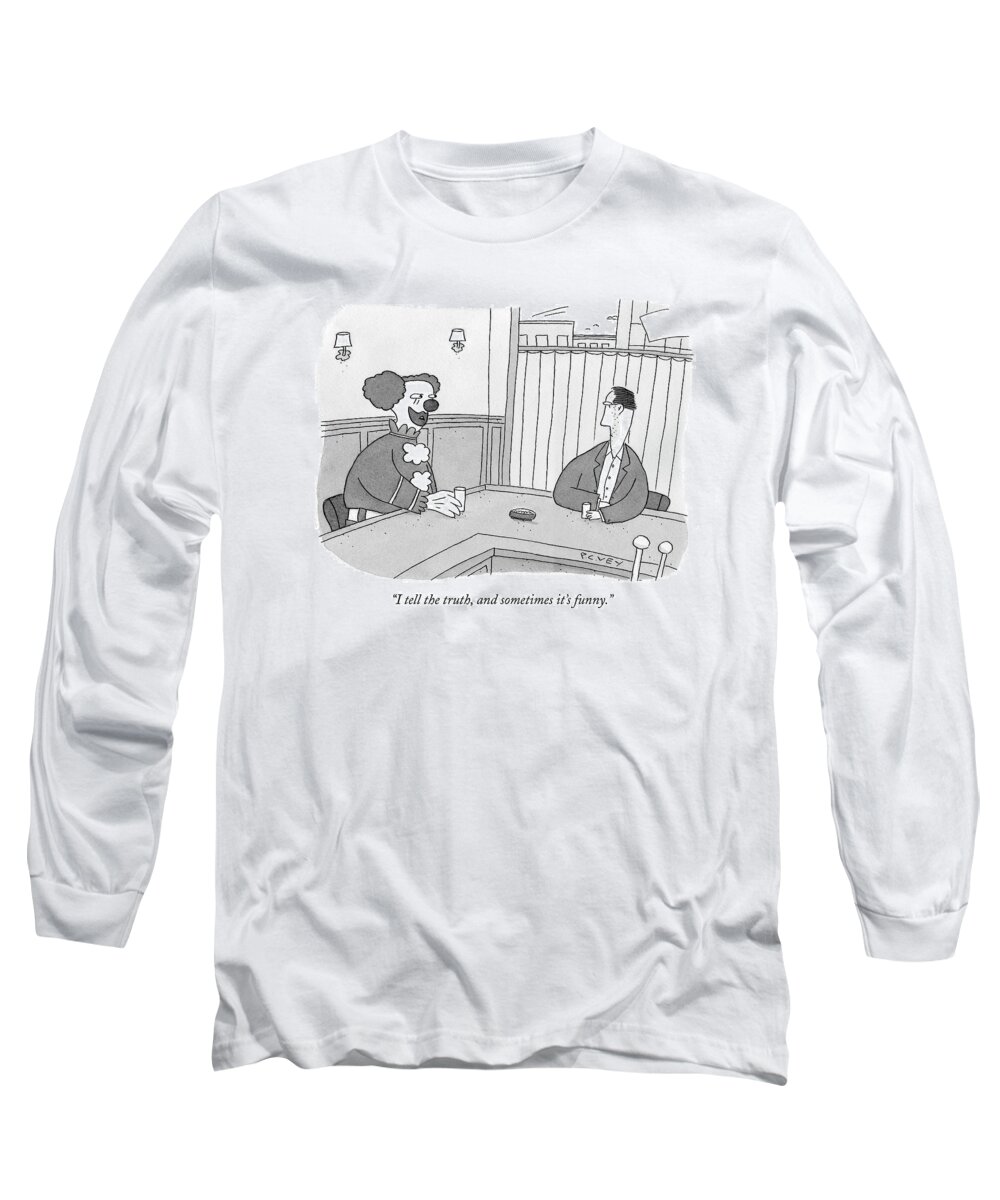 Bar Long Sleeve T-Shirt featuring the drawing I Tell The Truth by Peter C. Vey