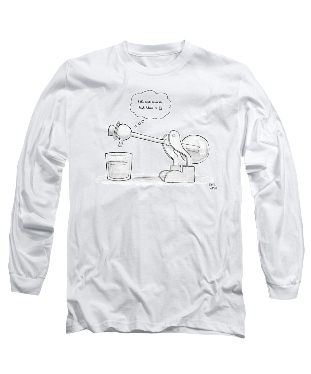 Birds-ducks Long Sleeve T-Shirt featuring the drawing A Bobbing Duck Toy Is Dipping Its Beak by Paul Noth
