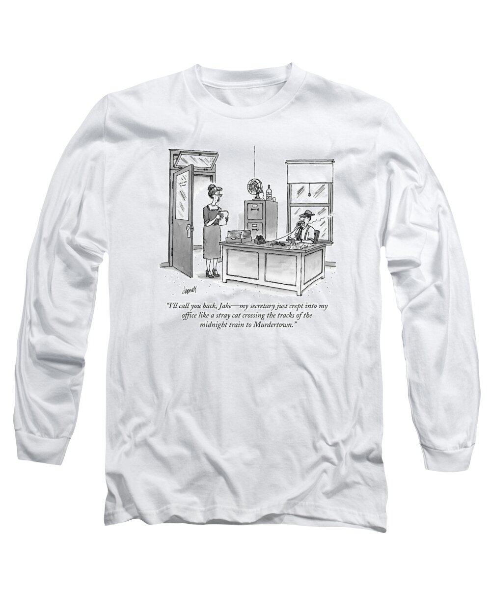 A Film Noir Detective Speaks On The Phone Long Sleeve T-Shirt by Tom - Conde Nast