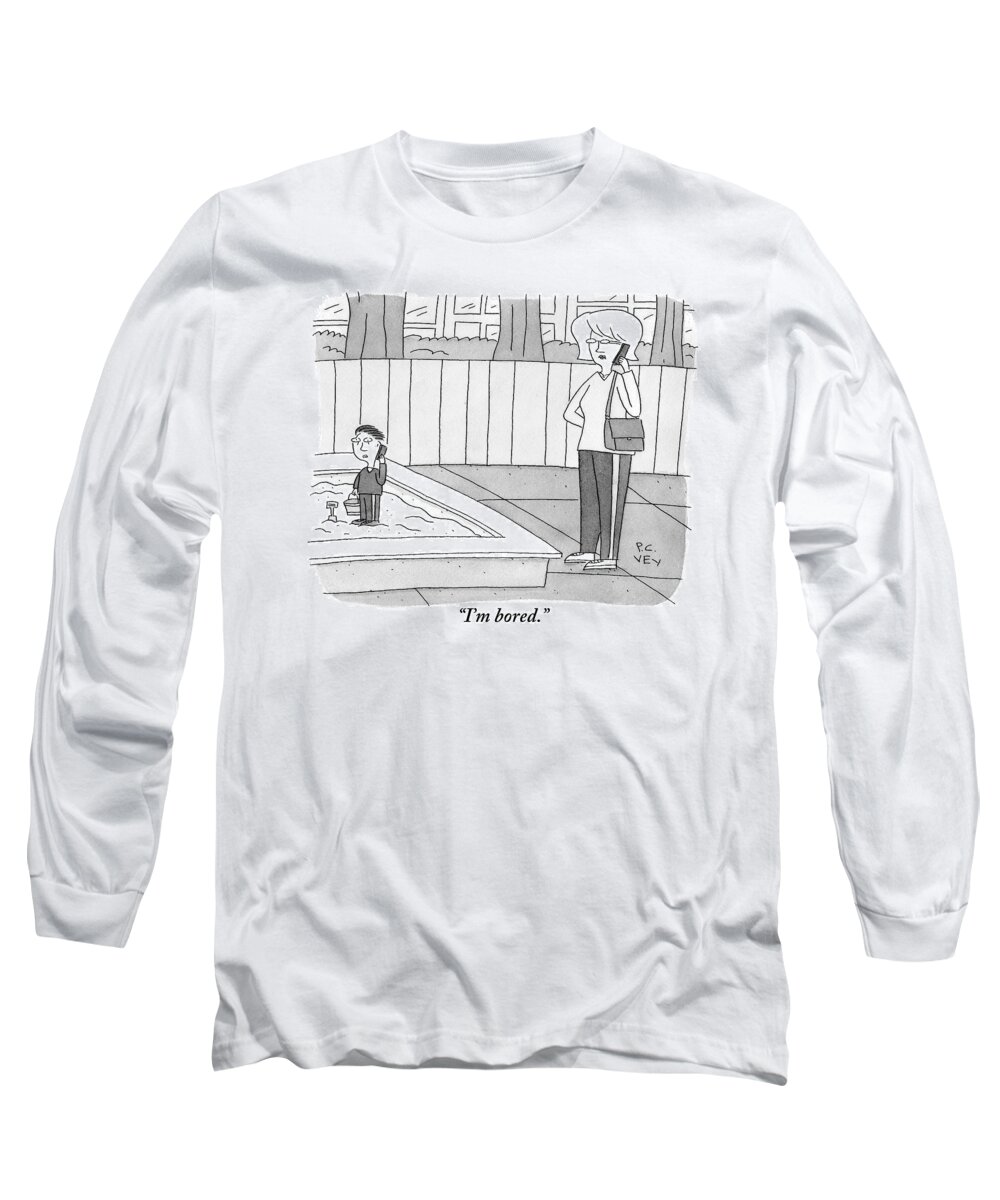 Tel-cellular Long Sleeve T-Shirt featuring the drawing A Mother Has Taken Her Child by Peter C. Vey