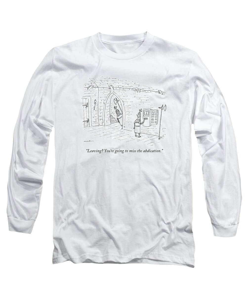 King Long Sleeve T-Shirt featuring the drawing A Palace Guard Says To Another Palace Guard by Michael Maslin