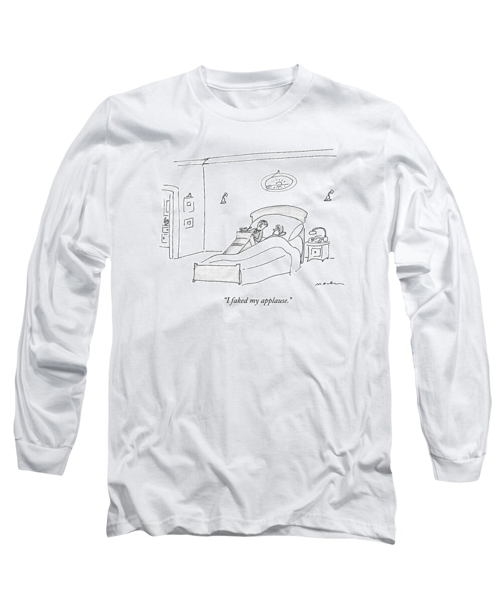 Cctk Politicians Long Sleeve T-Shirt featuring the drawing A Politician With A Podium Lies In A Bed by Michael Maslin