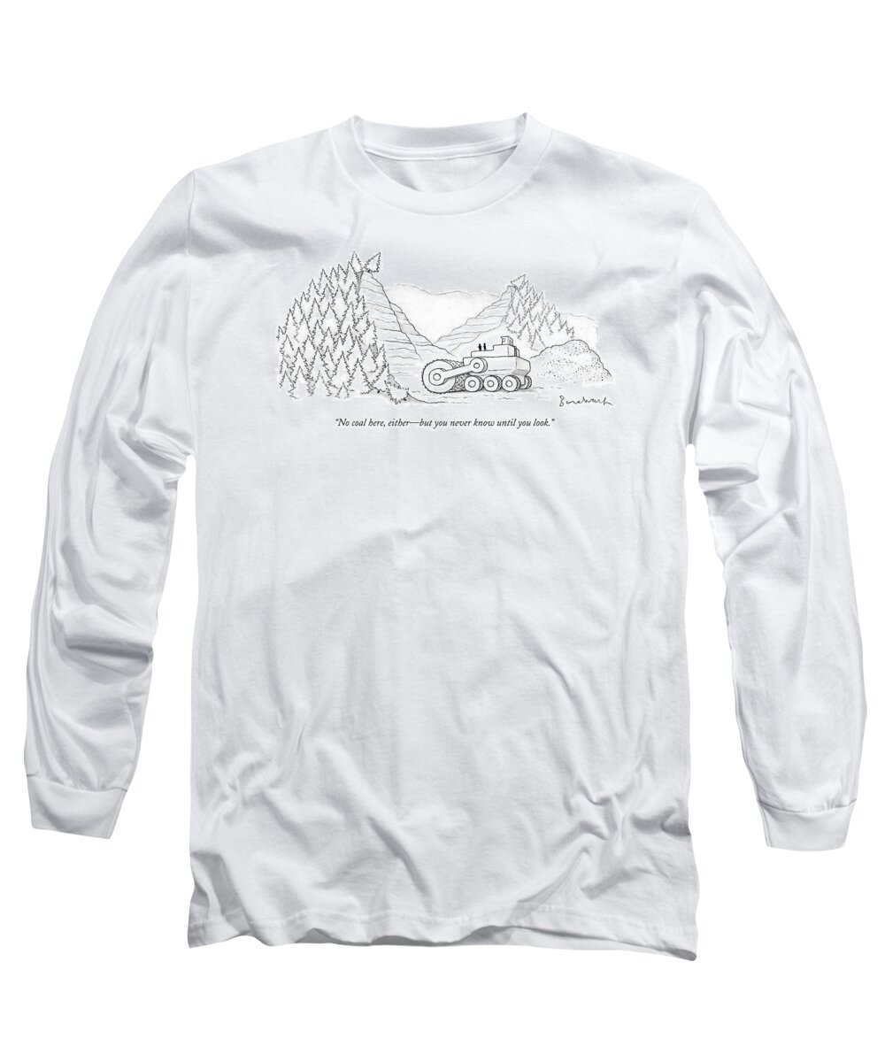 Environment Long Sleeve T-Shirt featuring the drawing A Tractor Razes Thousands Of Trees by David Borchart
