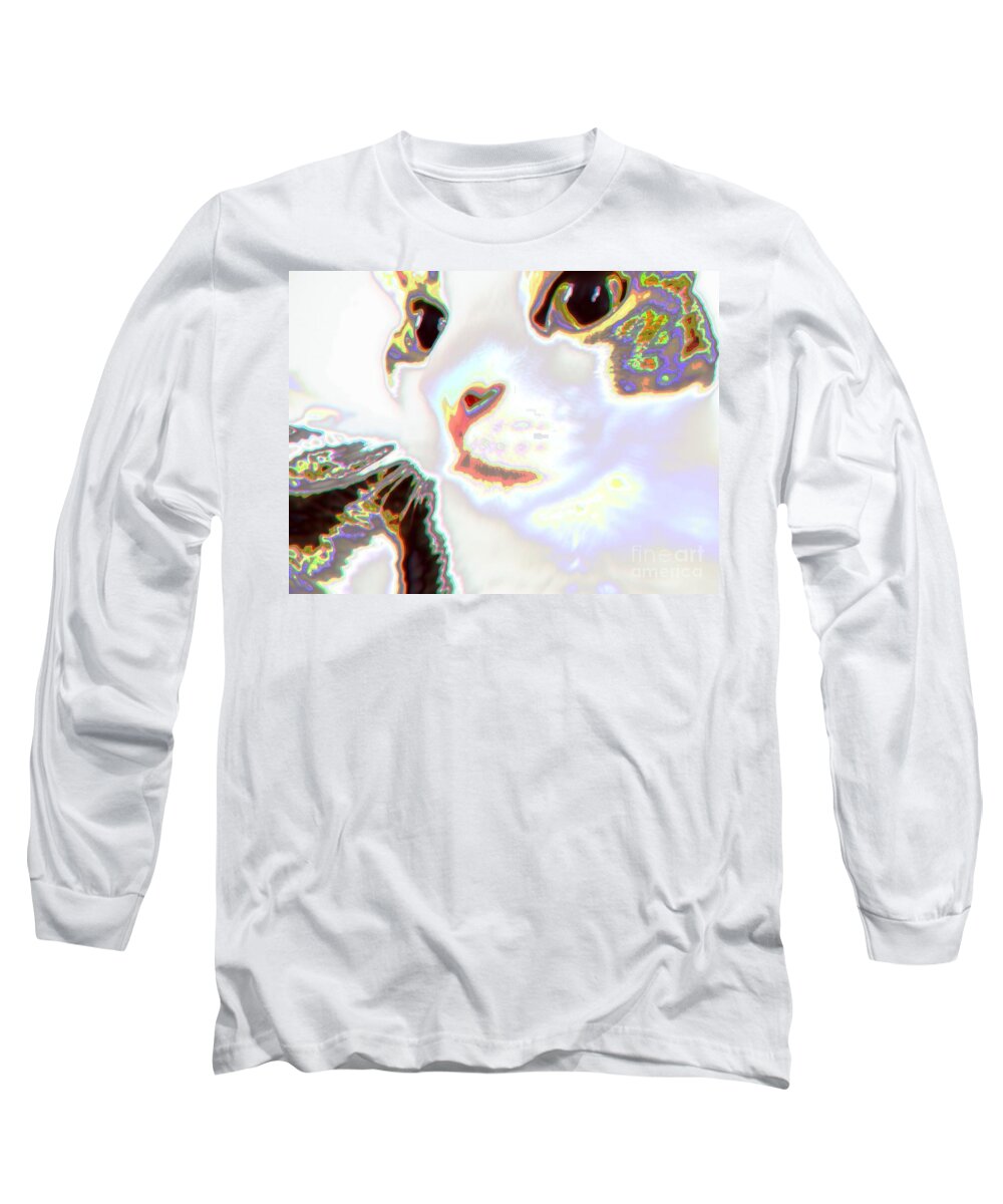 Cat Long Sleeve T-Shirt featuring the photograph Abstract Cat - Digital Art by Robyn King