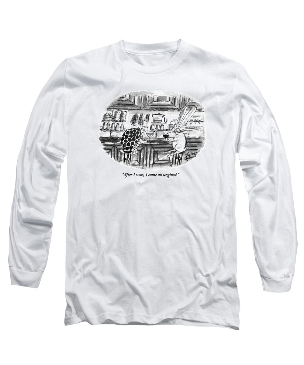 

 Tortoise Long Sleeve T-Shirt featuring the drawing After I Won by Victoria Roberts