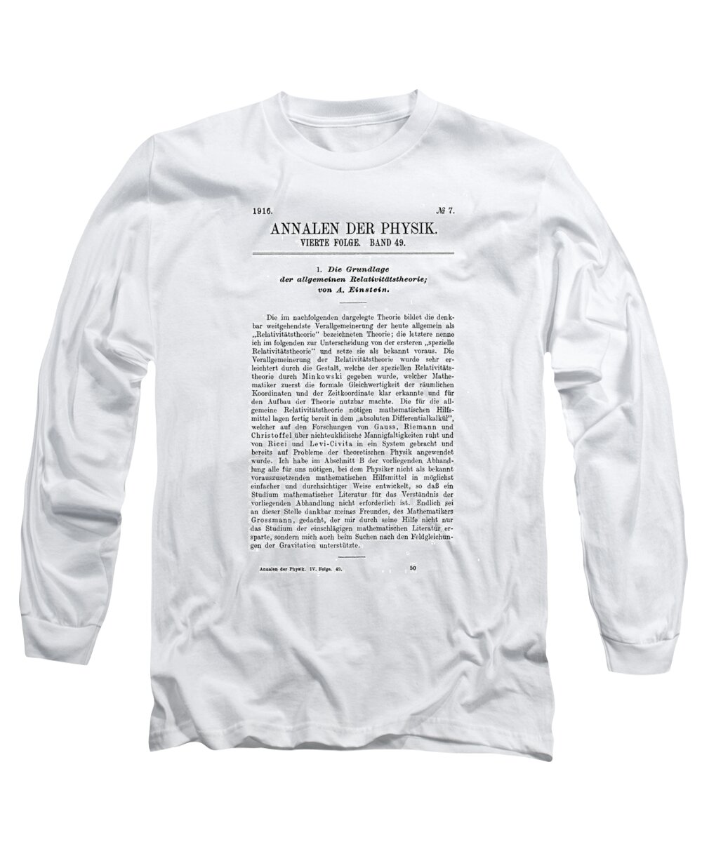 1916 Long Sleeve T-Shirt featuring the painting Albert Einstein Page by Granger