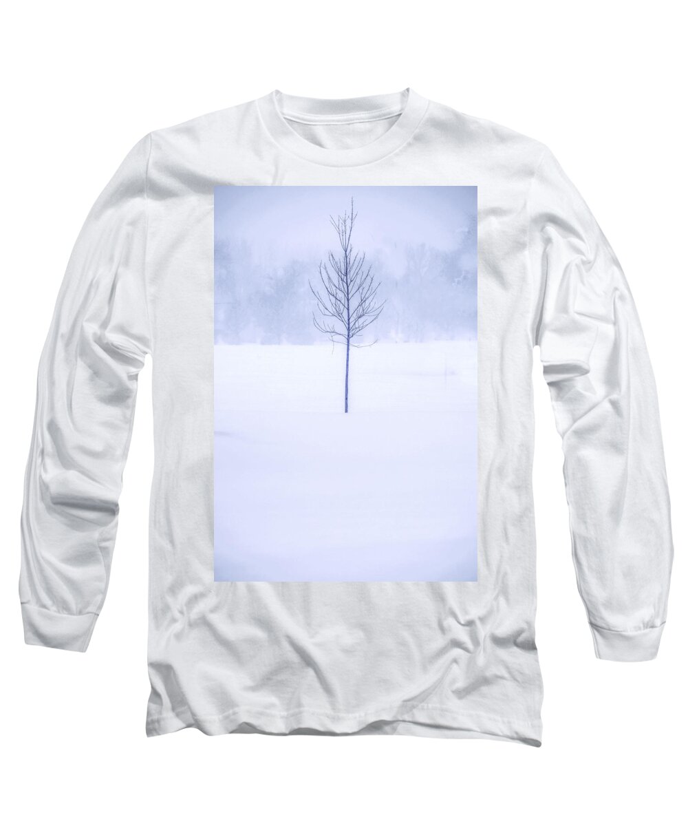Snow Long Sleeve T-Shirt featuring the photograph Alone in the Snow by Andrew Soundarajan