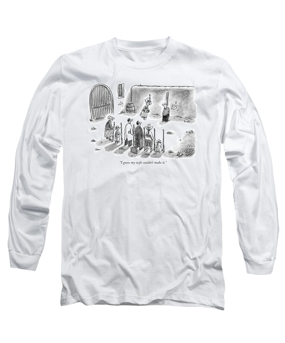 Wife Death Execution
 Long Sleeve T-Shirt featuring the drawing An About To Be Executed By A Group Of Civilians by Frank Cotham