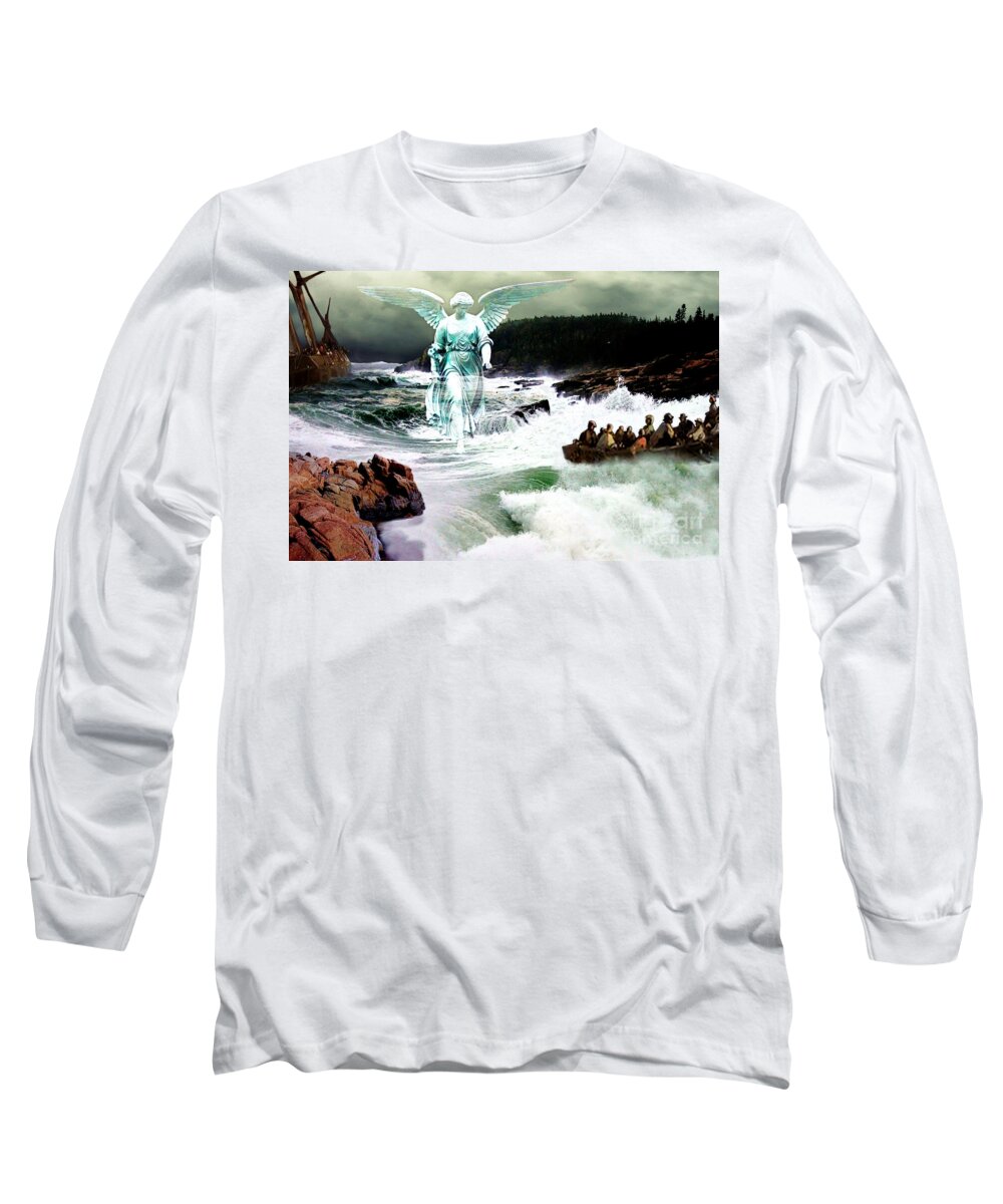 Angel Long Sleeve T-Shirt featuring the digital art Angel of the Storm by Lianne Schneider
