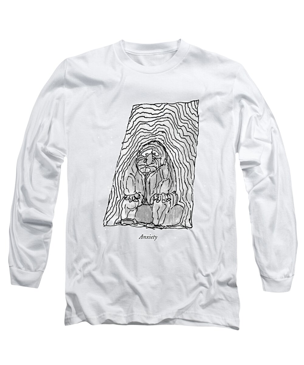 118787 Wst William Steig Anxiety
 (eight Drawings Depicting Exhaustion Long Sleeve T-Shirt featuring the drawing Anxiety by William Steig