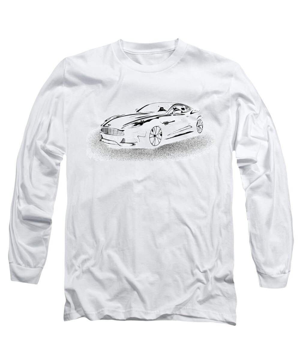 Aston Martin Long Sleeve T-Shirt featuring the digital art Aston Martin by Rogerio Mariani