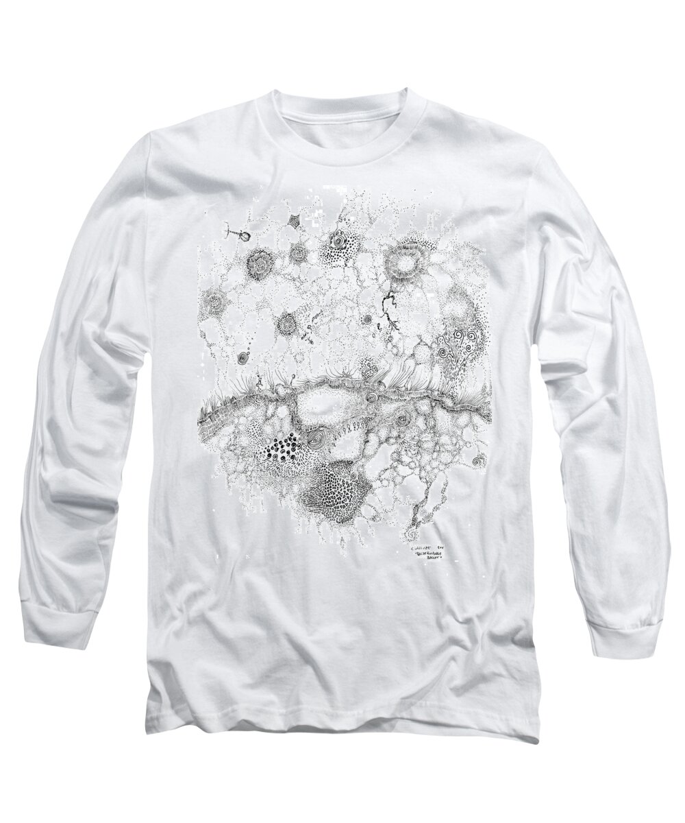 Bacteria Long Sleeve T-Shirt featuring the drawing Bacteriophage Ballet by Regina Valluzzi