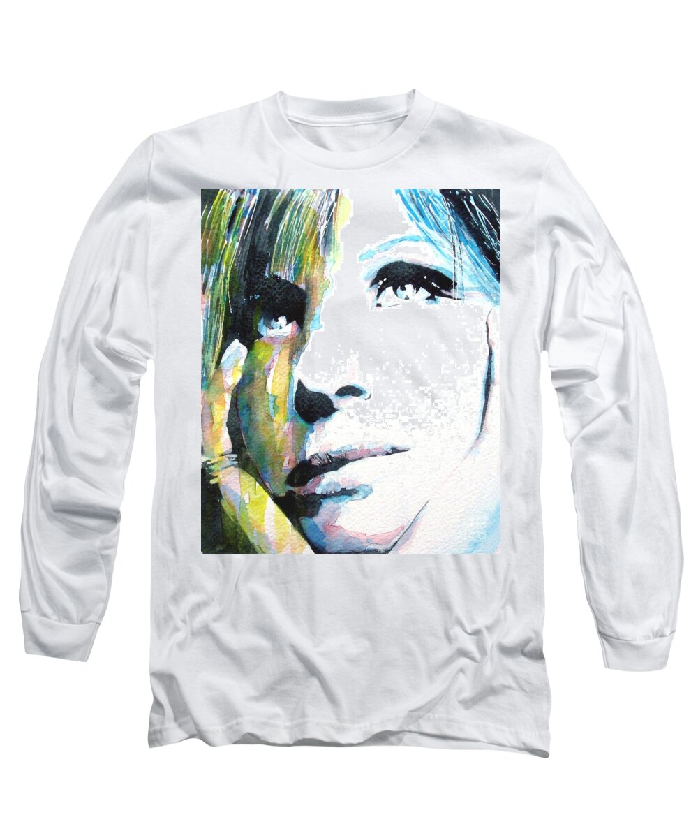 The Wonderful Barbara Streisand Caught In Waterrcolor Long Sleeve T-Shirt featuring the painting Barbra Streisand by Paul Lovering