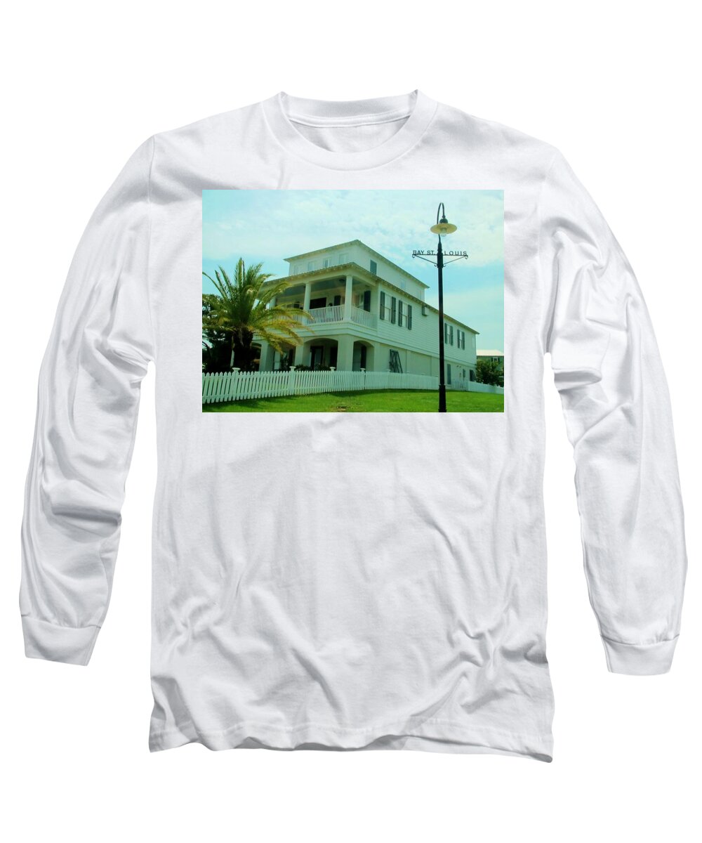 Bay Saint Louis Long Sleeve T-Shirt featuring the photograph Beach House - Bay Saint Louis Mississippi by Deborah Lacoste
