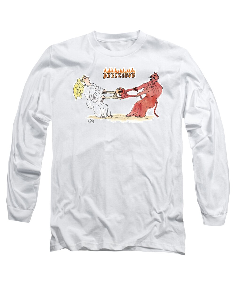 Angels Long Sleeve T-Shirt featuring the drawing 'beelzebub' by William Steig