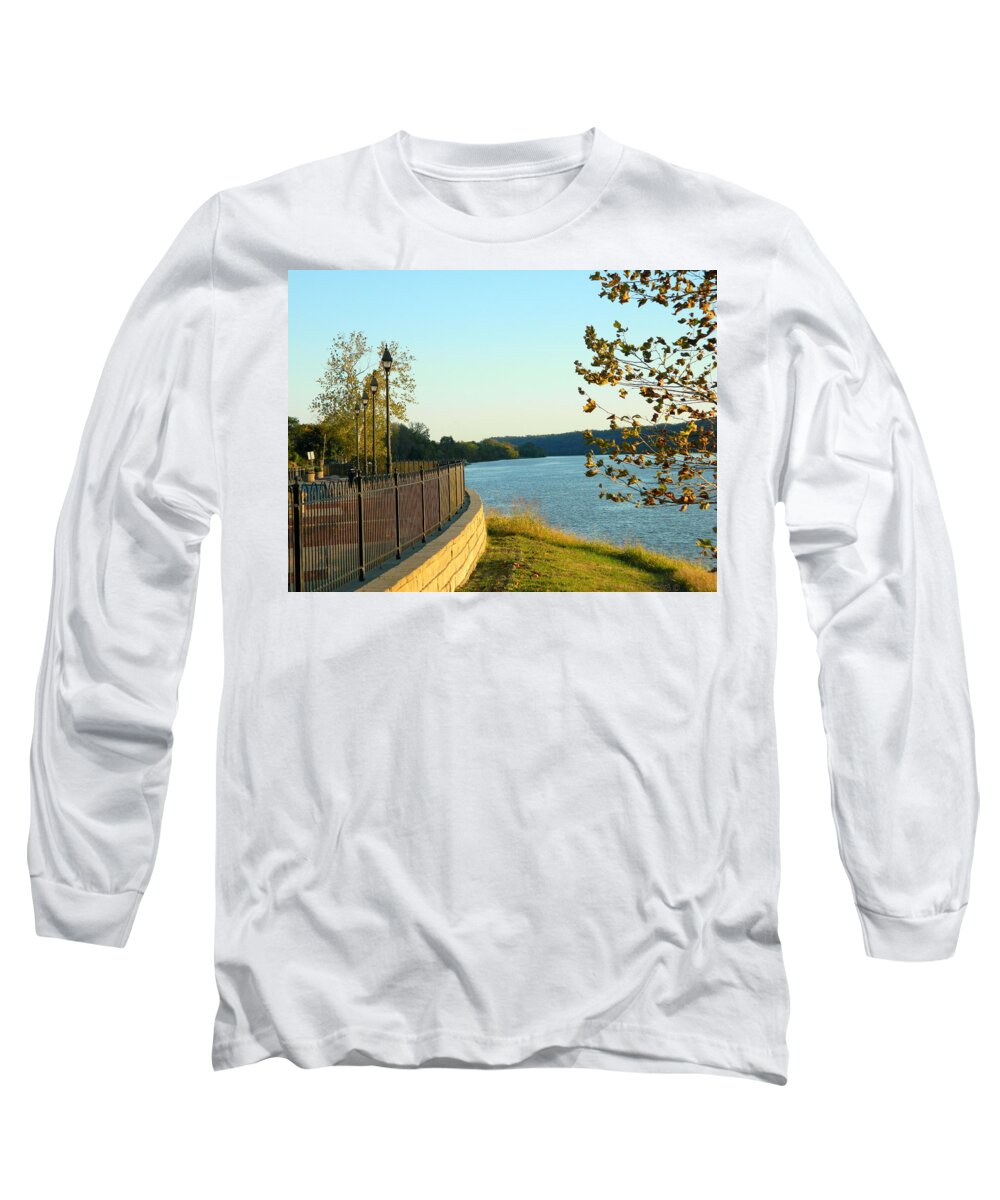 Autumn Long Sleeve T-Shirt featuring the photograph Bend in the River by Kathy Barney