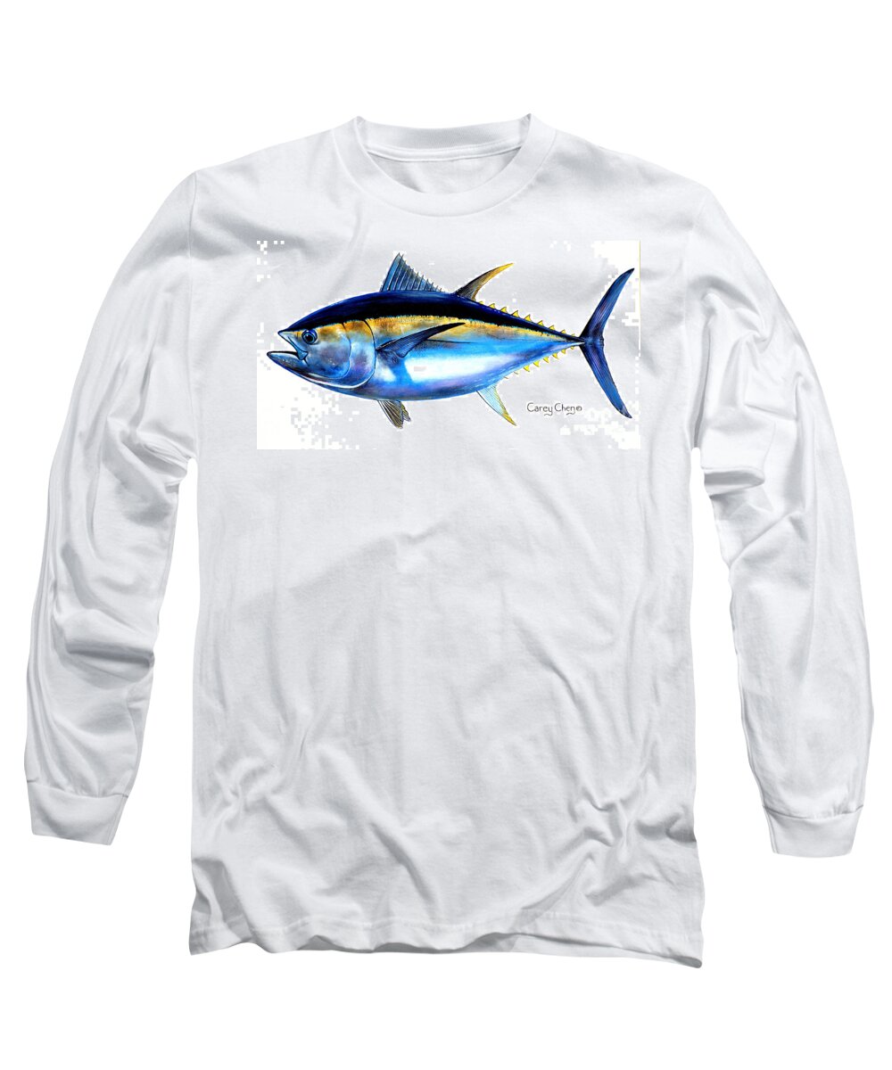 Tuna Long Sleeve T-Shirt featuring the painting Big Eye Tuna by Carey Chen