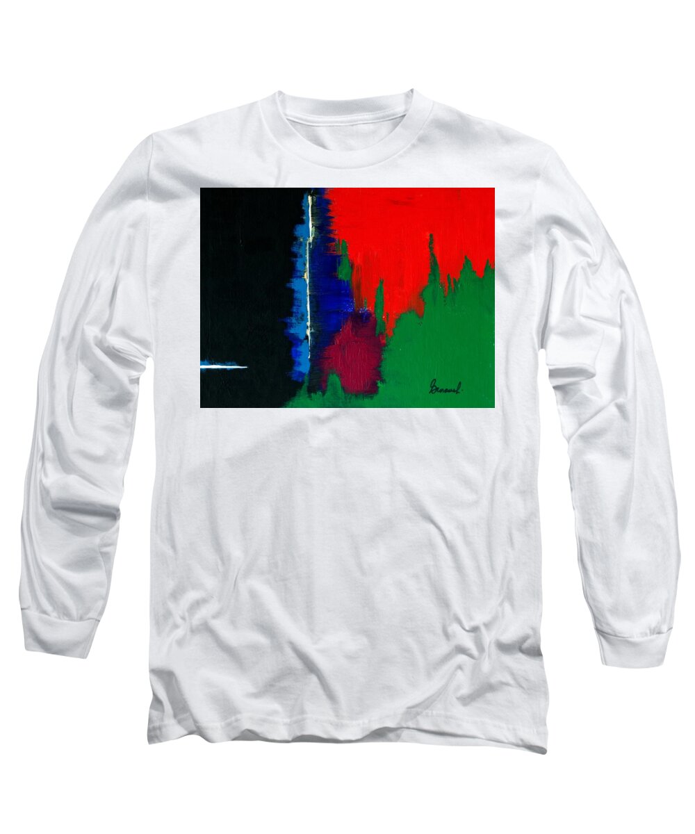 Abstract Long Sleeve T-Shirt featuring the painting Black Forest #4 by Thomas Gronowski