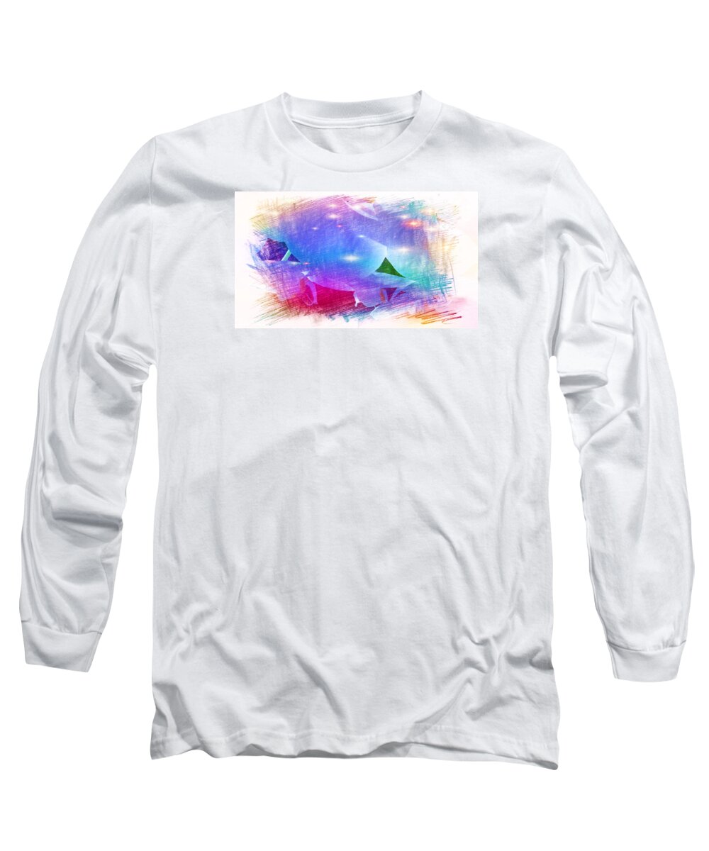 Glint Long Sleeve T-Shirt featuring the painting The Blue Petals by Xueyin Chen