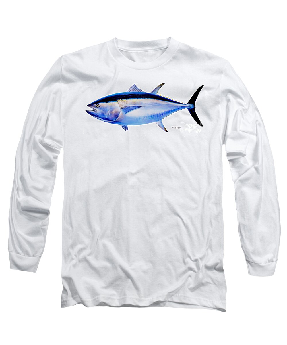 Bluefin Long Sleeve T-Shirt featuring the painting Bluefin tuna by Carey Chen