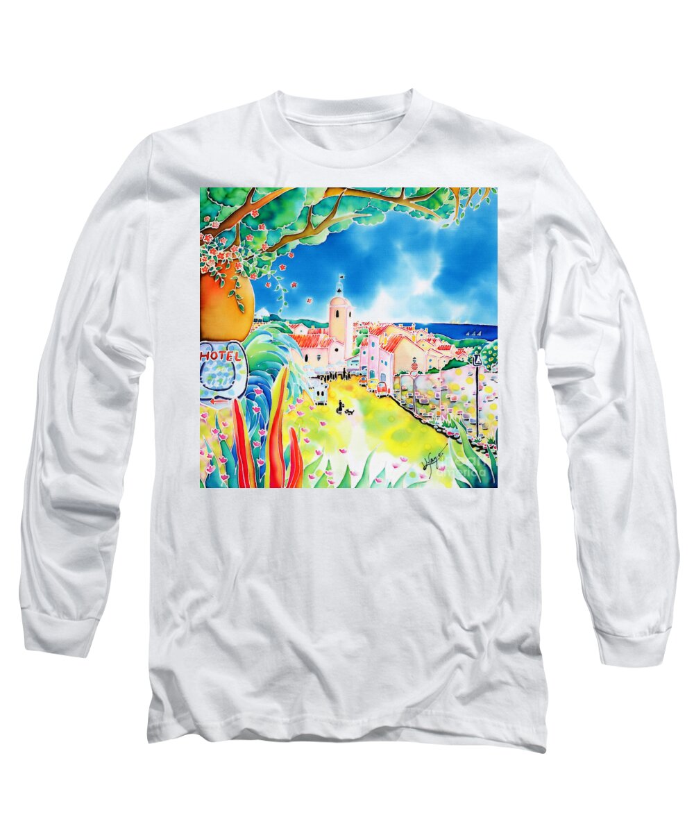 France Long Sleeve T-Shirt featuring the painting Bon dimanche by Hisayo OHTA