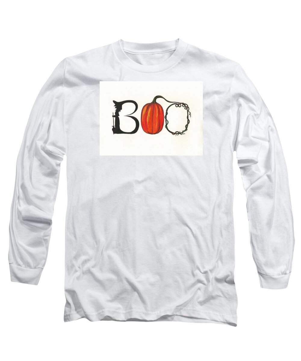 Print Long Sleeve T-Shirt featuring the painting BOO by Margaryta Yermolayeva