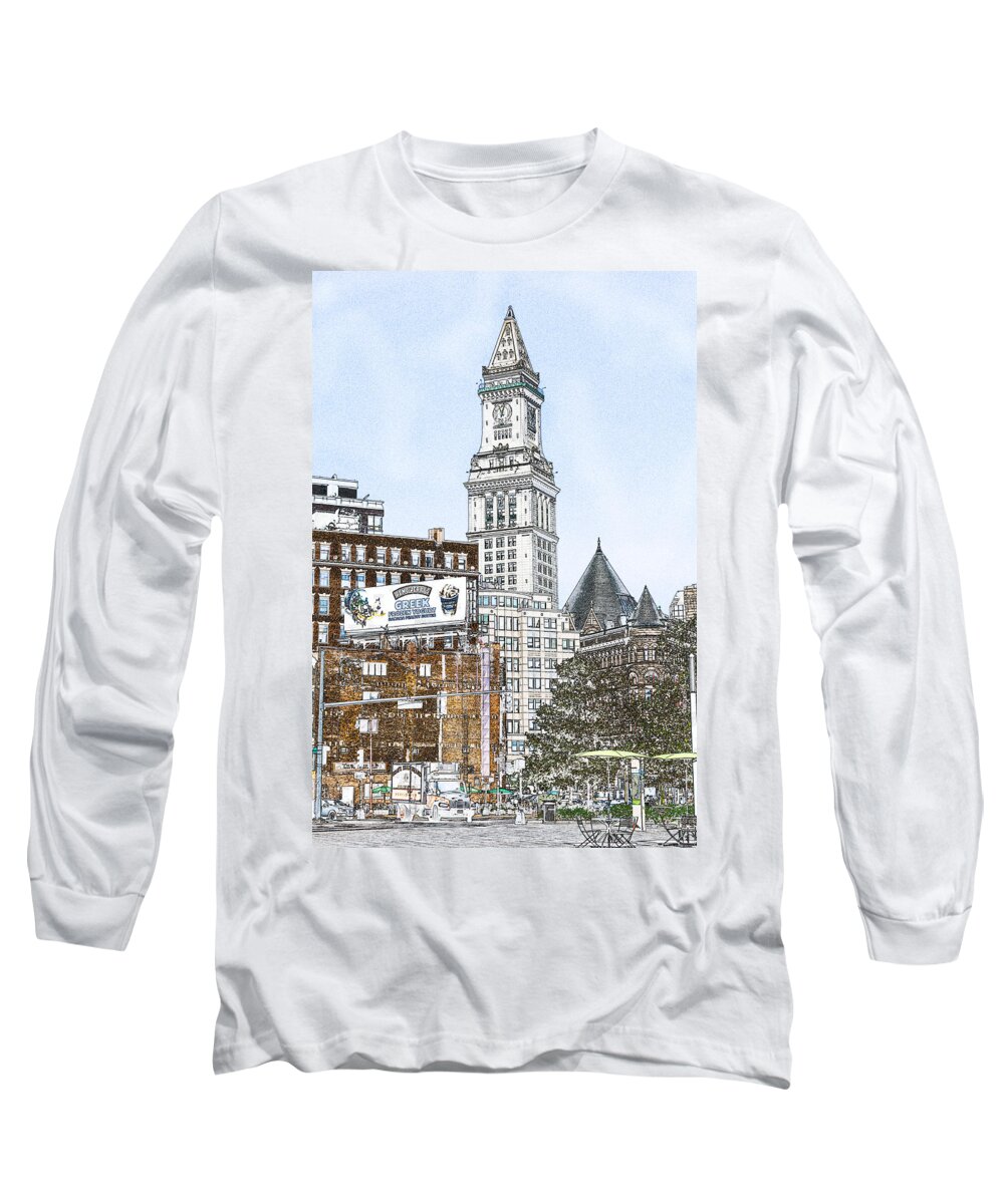 Fred Larson Long Sleeve T-Shirt featuring the photograph Boston Custom House Tower by Fred Larson
