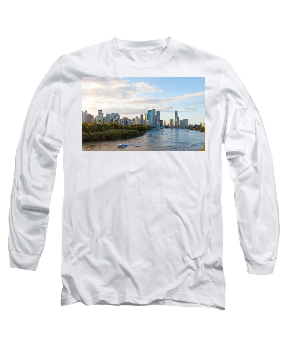 Photography Long Sleeve T-Shirt featuring the photograph Buildings At The Waterfront, Brisbane by Panoramic Images