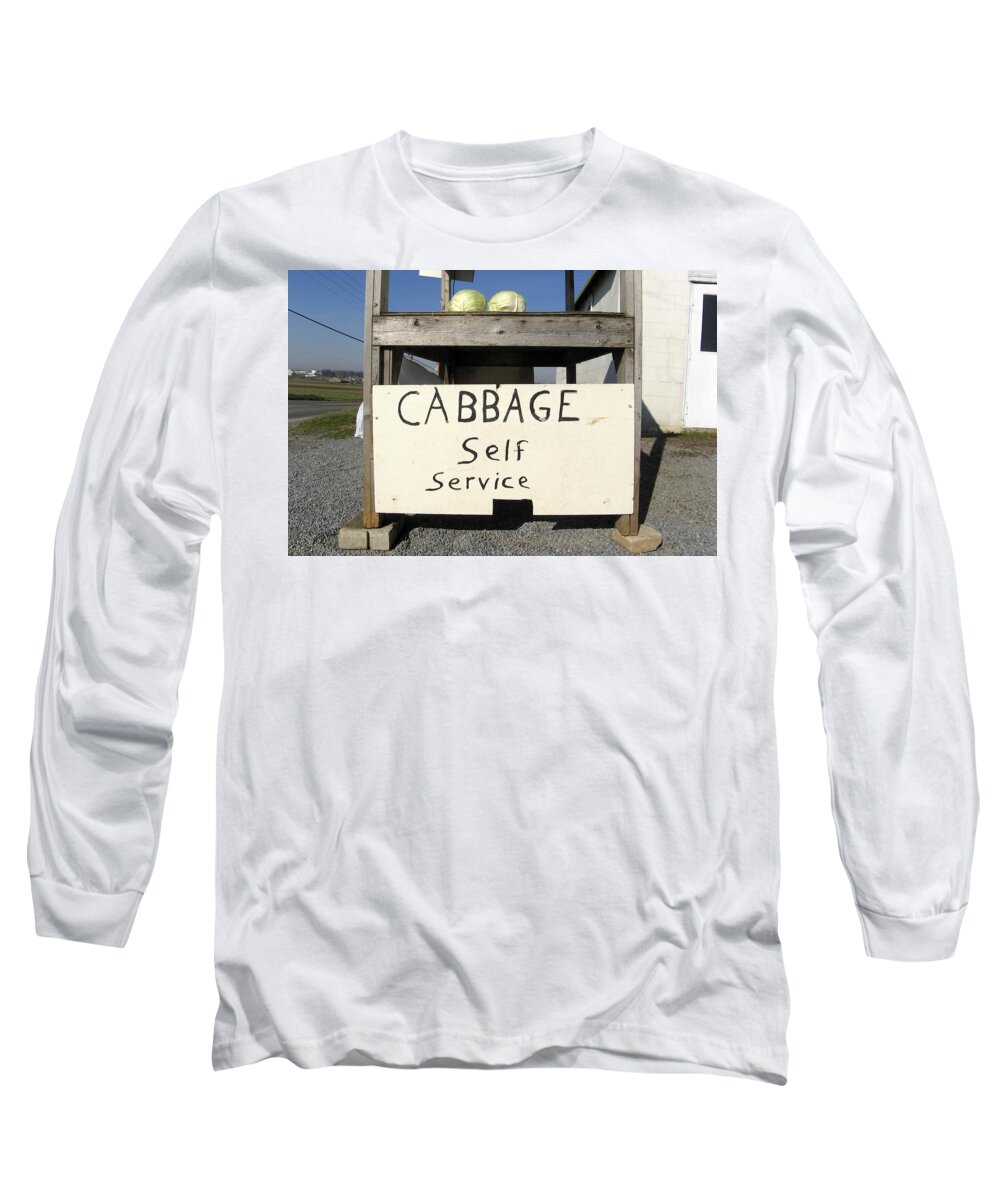 Amish Long Sleeve T-Shirt featuring the photograph Cabbage Self Service by Tana Reiff