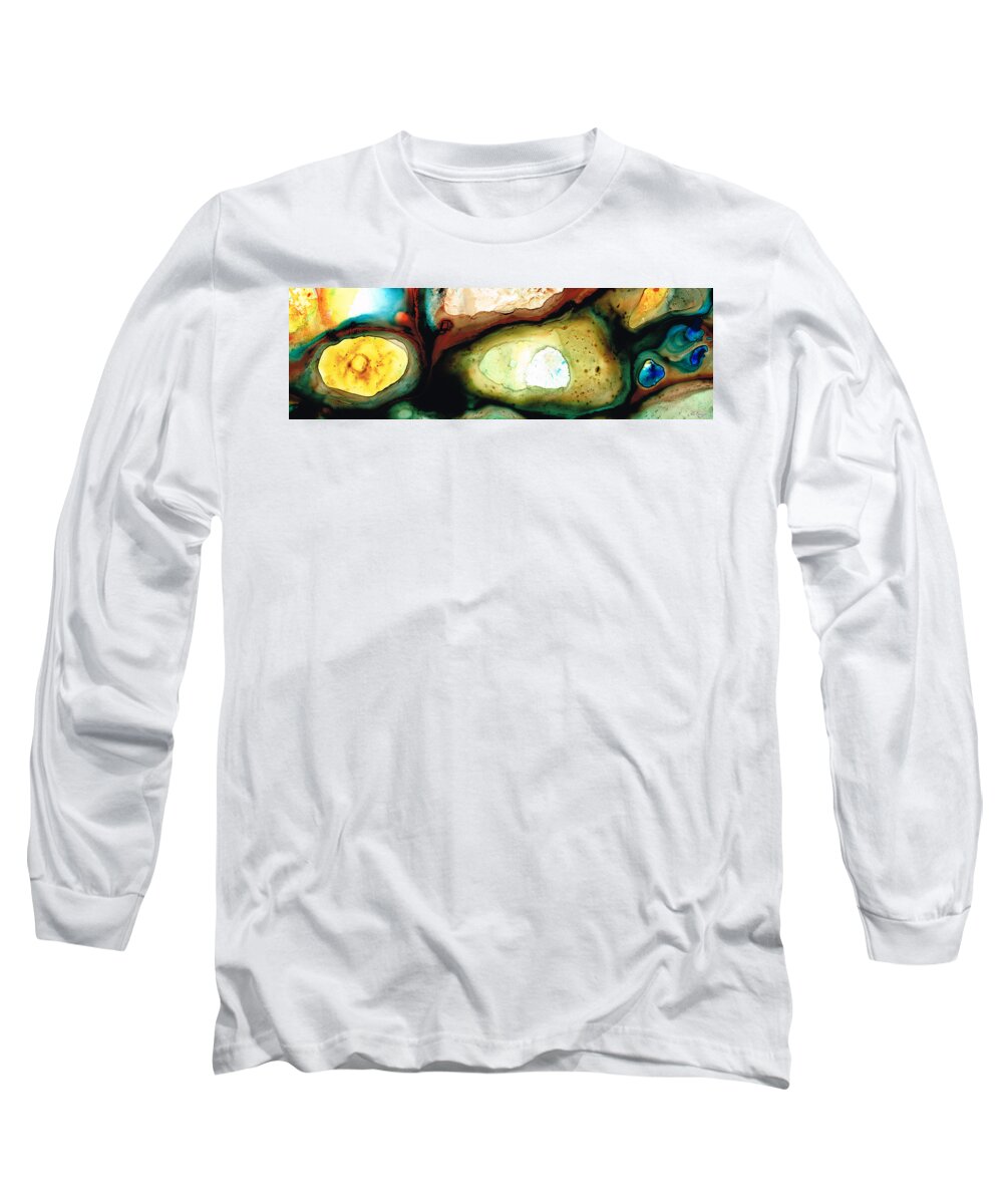 Abstract Long Sleeve T-Shirt featuring the painting Casting Shadows - Earthy Abstract by Sharon Cummings by Sharon Cummings