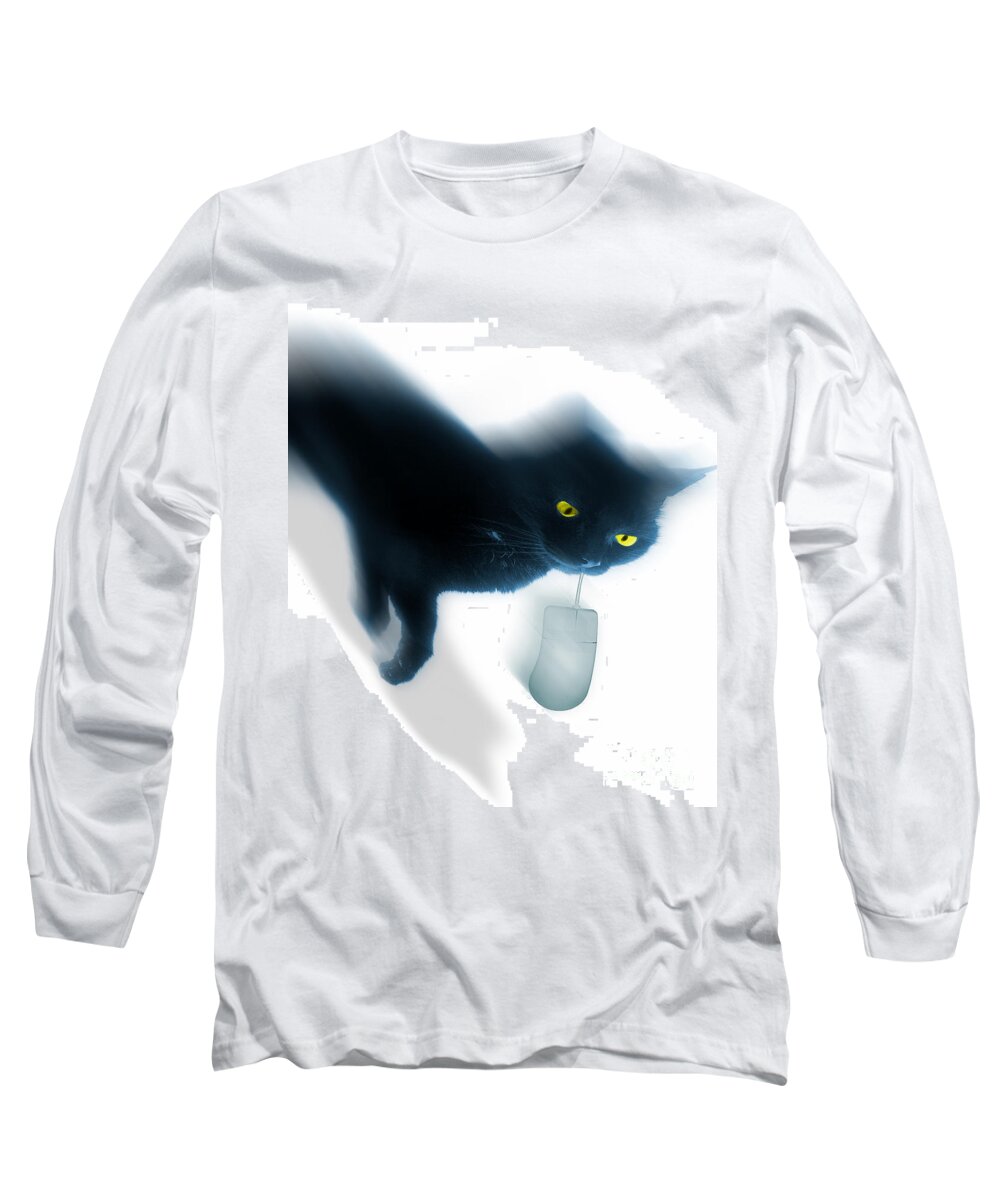 Cat And Mouse Long Sleeve T-Shirt featuring the photograph Cat and Mouse by Edmund Nagele FRPS