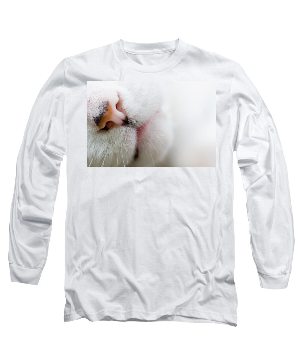 Domestic Cat Long Sleeve T-Shirt featuring the photograph Cat Nose by Melinda Fawver