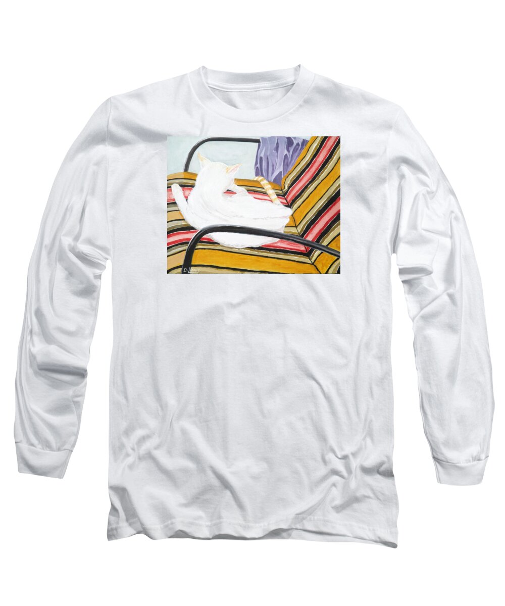 Cat Long Sleeve T-Shirt featuring the painting Cat Painting by Michael Dillon