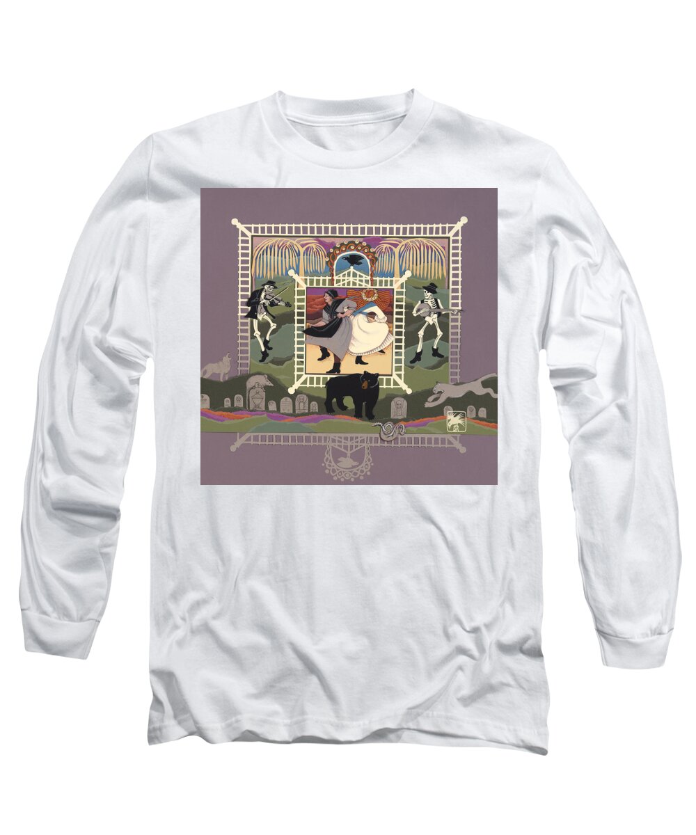 Art Scanning Long Sleeve T-Shirt featuring the painting Cemetery Stomp by Ruth Hooper