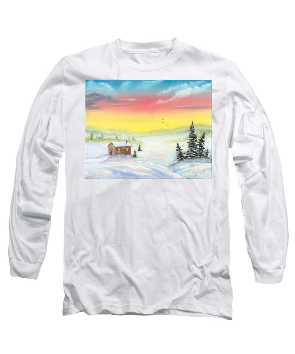 Sunrise Long Sleeve T-Shirt featuring the painting Christmas Morning by Mary Scott