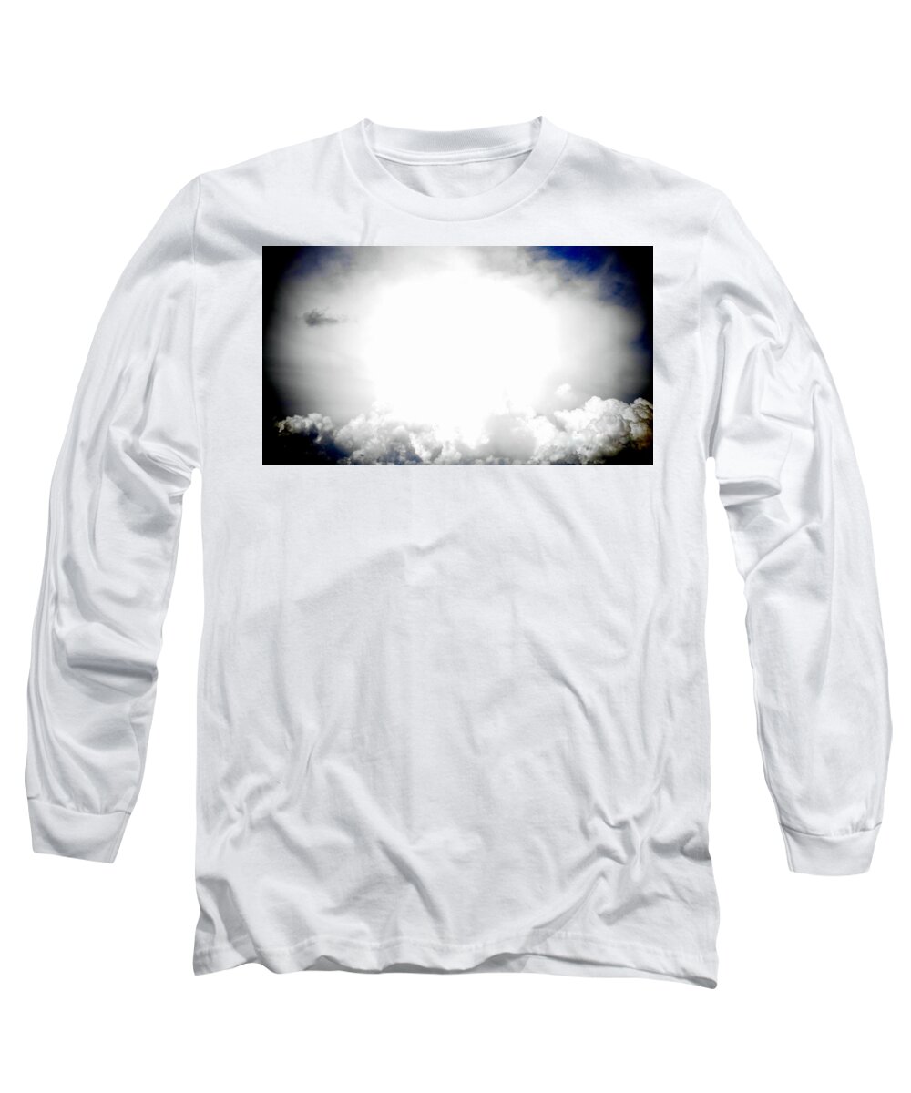Skyscape Long Sleeve T-Shirt featuring the photograph Cloudburst Sky Celestial Cloud Art XL resolution by Katy Hawk