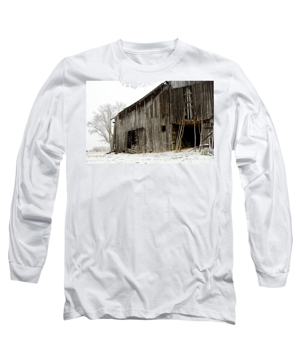 Winter Long Sleeve T-Shirt featuring the photograph Cold Winter At The Barn by Wilma Birdwell