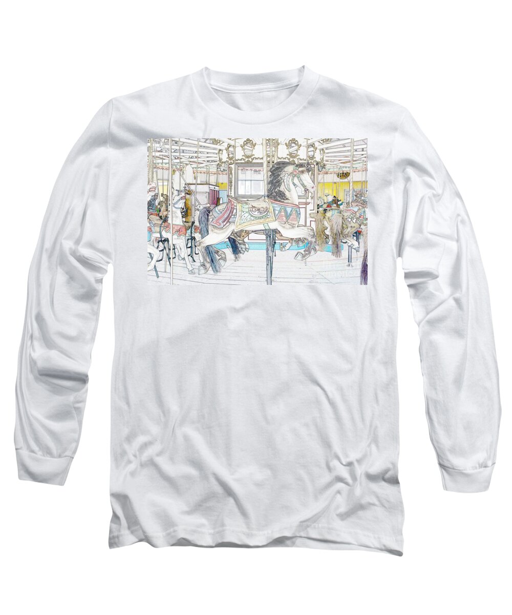 Carousel Long Sleeve T-Shirt featuring the photograph Coney Island Carousel by Lilliana Mendez