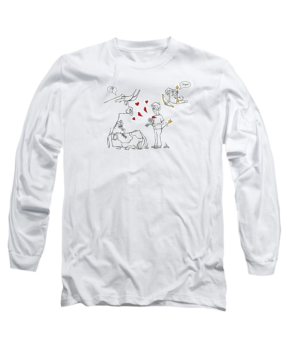 Valentine Long Sleeve T-Shirt featuring the drawing Cupid Valentines by Konni Jensen