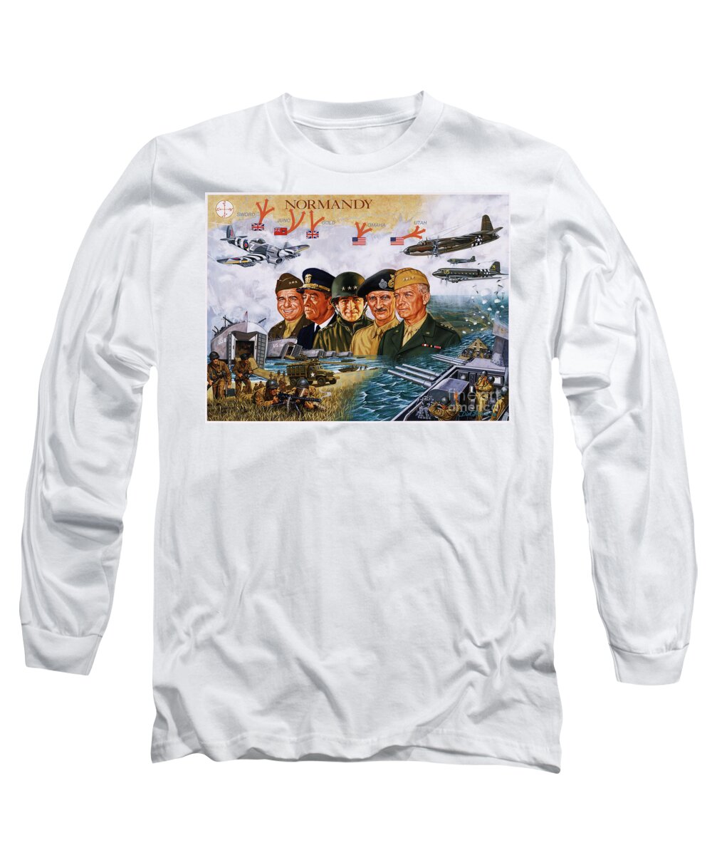 Realism Long Sleeve T-Shirt featuring the painting D Day 6th Of June by Dick Bobnick