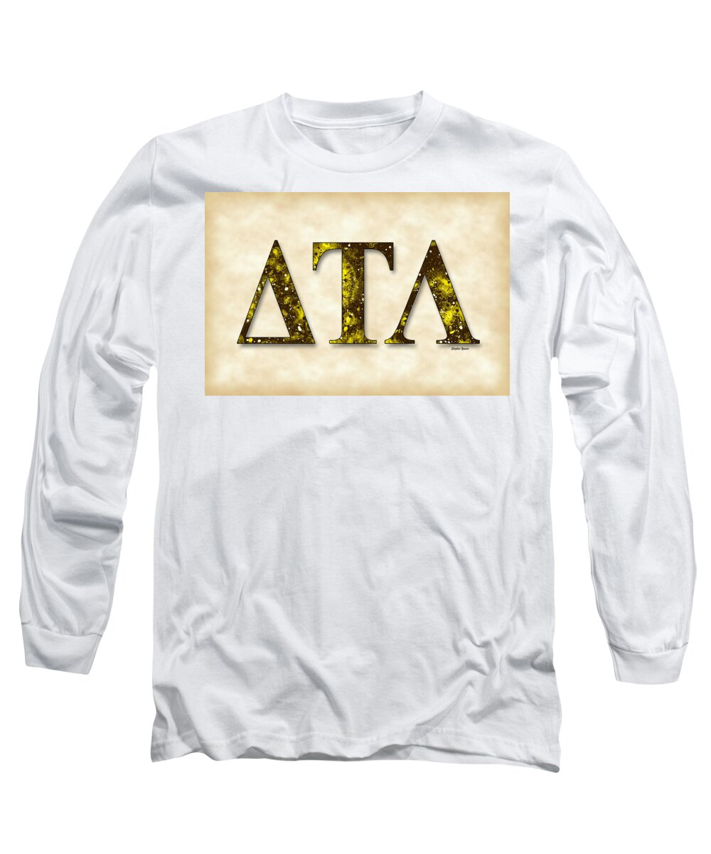 Delta Tau Lambda Long Sleeve T-Shirt featuring the digital art Delta Tau Lambda - Parchment by Stephen Younts