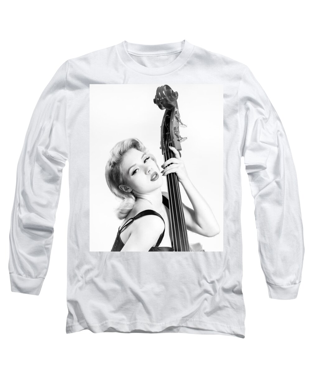 Pinup Long Sleeve T-Shirt featuring the photograph Doghouse Portrait of Mosh - Double Bass by Gary Heller